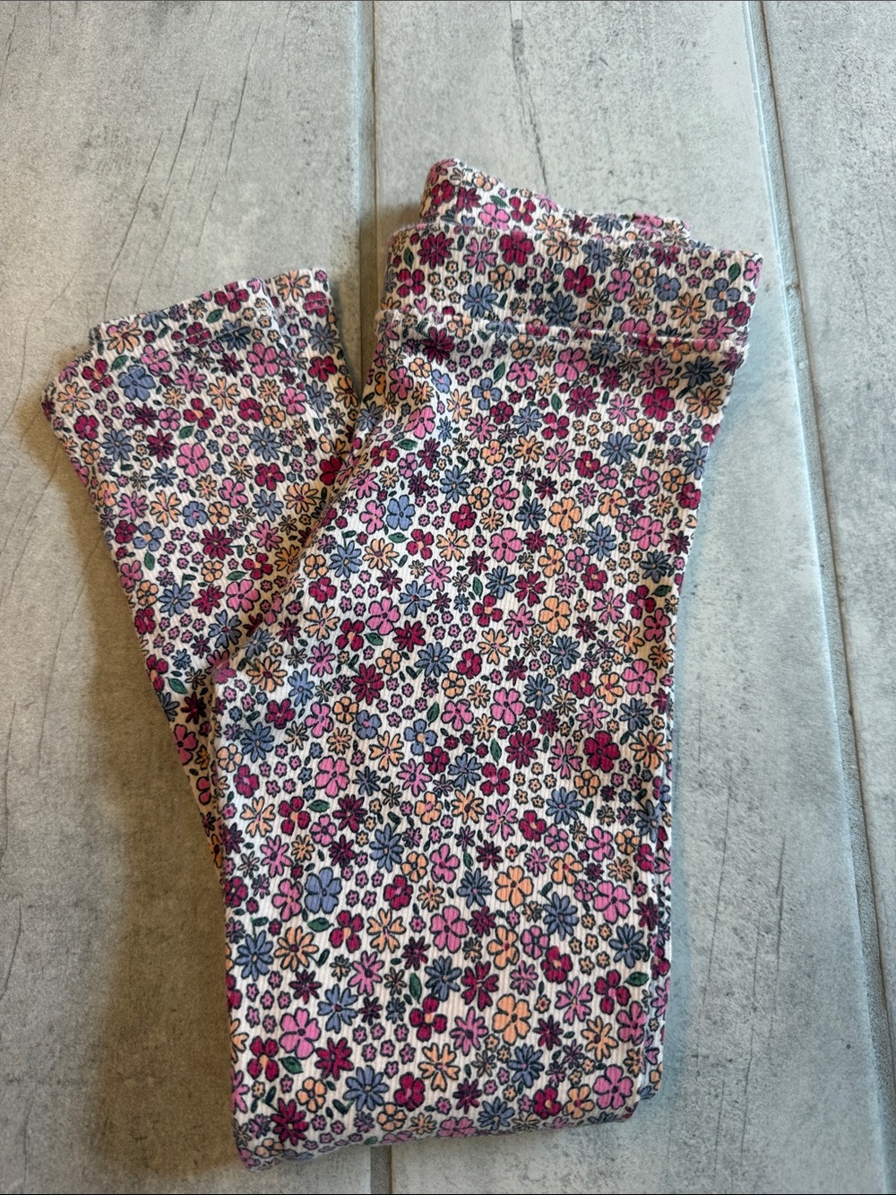 Zara Girls Ribbed Printed Leggings Size 6